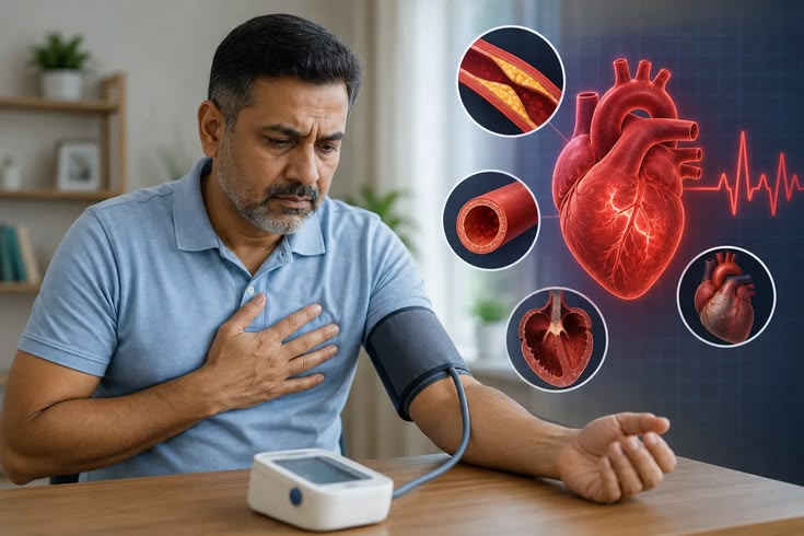 Common risk factors for hypertension including stress, salt intake and obesity